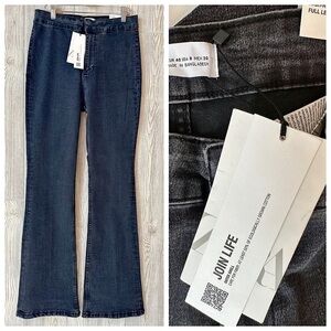 NEW! ZARA HIGH RISE FLARE Skinny Full Length Jeans Size 8 Womens Denim Black